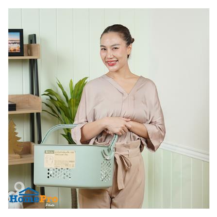 ตะกร้าผ้าเหลี่ยมเตี้ย PLIM CIRCULAR 1026 สีเขียว_5