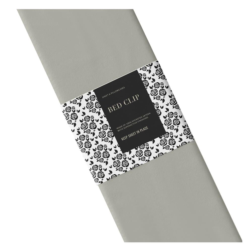 ผ้าปูที่นอน 6 ฟุต BED CLIP MICROTEX สี LIGHT GREY