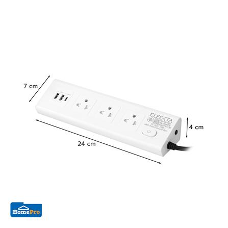 รางปลั๊กไฟ 3 ช่อง 1 สวิตช์ 2 USB 1 Type-C ELECKTA ET441C-3M 3 ม. สีขาว_7