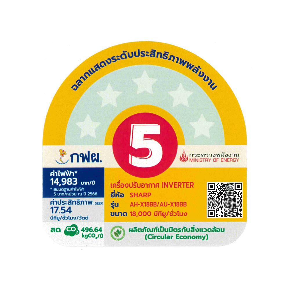 แอร์ผนัง SHARP AH-X18BB 18000 บีทียู อินเวอร์เตอร์