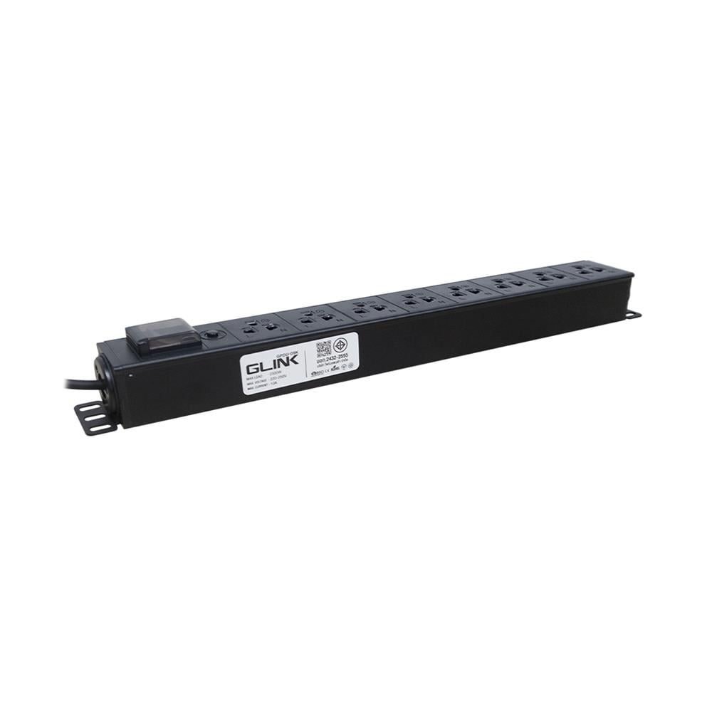 รางปลั๊กไฟตู้ RACK 8 ช่อง 1 สวิตซ์ GLINK GPDU-09K 2 ม.