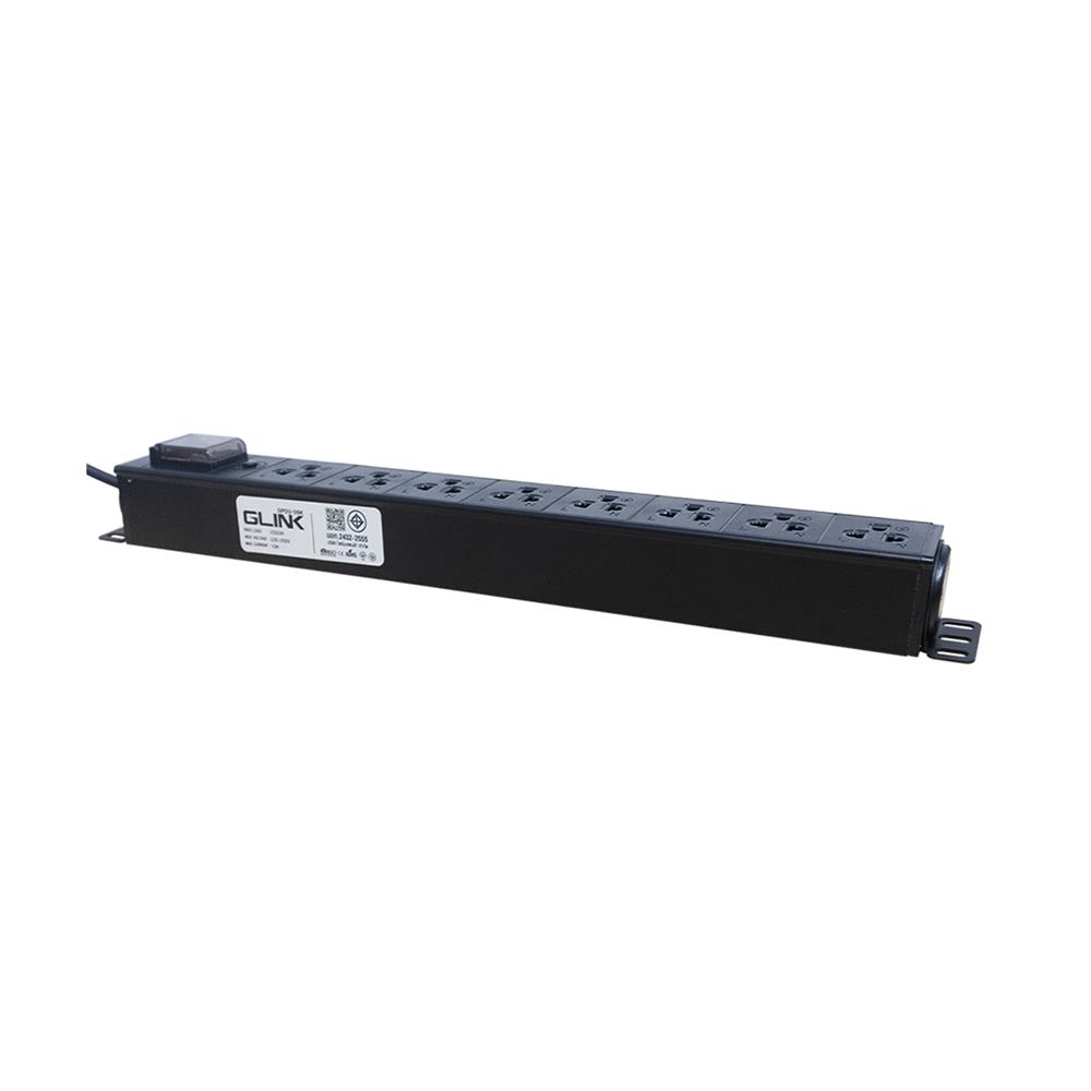 รางปลั๊กไฟตู้ RACK 8 ช่อง 1 สวิตซ์ GLINK GPDU-09K 2 ม.