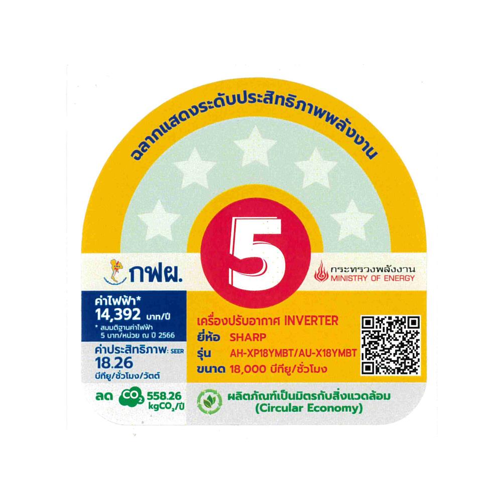 แอร์ผนัง SHARP AH-XP18YMBT 18000 บีทียู อินเวอร์เตอร์