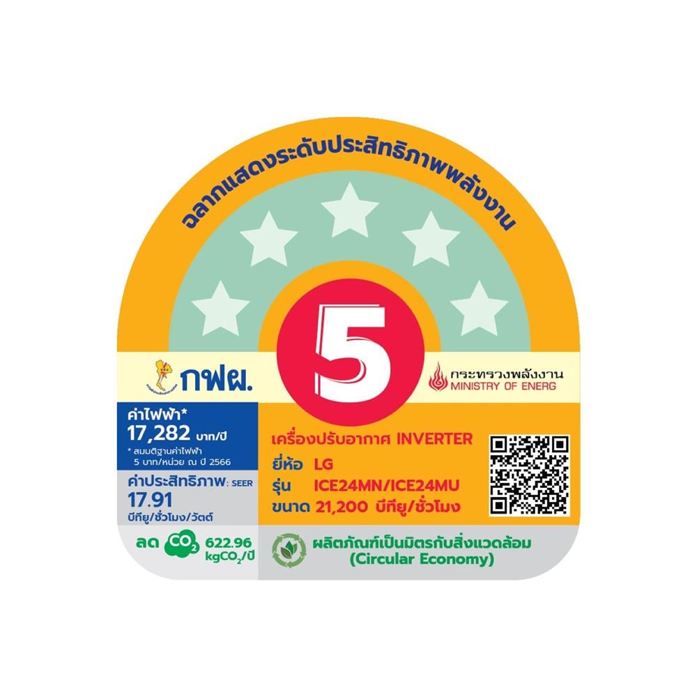 แอร์ผนัง LG ICE24MN.KU1 21200 บีทียู อินเวอร์เตอร์
