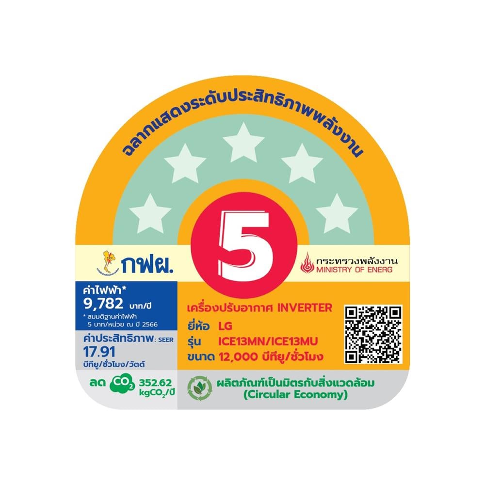 แอร์ผนัง LG ICE13MN.JU1 12000 บีทียู อินเวอร์เตอร์
