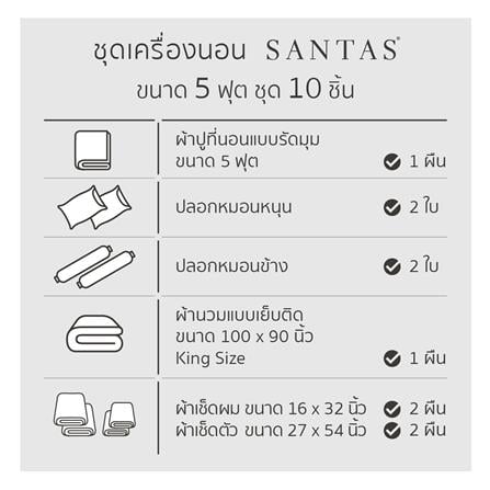 ชุดผ้าปูที่นอน 5 ฟุต 10 ชิ้น SANTAS VIVACIOUS VI_7