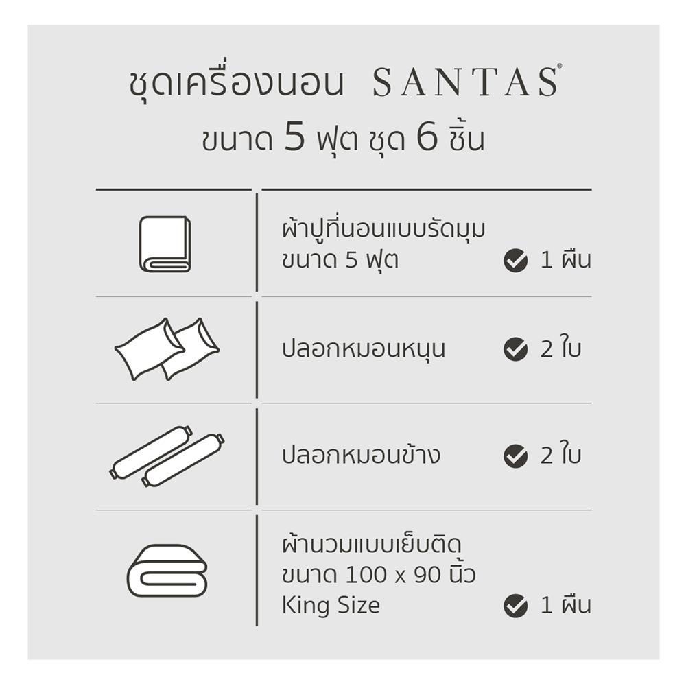 ชุดผ้าปูที่นอน 5 ฟุต 6 ชิ้น SANTAS CANDY LUSH GN