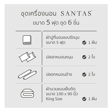 ชุดผ้าปูที่นอน 5 ฟุต 6 ชิ้น SANTAS CANDY LUSH GN_6