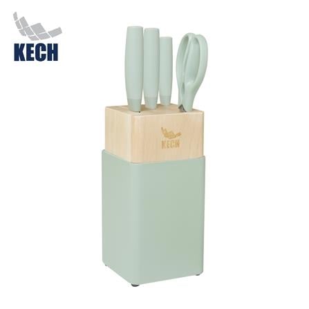 ชุดมีดกรรไกรพร้อมที่เสียบ KECH CHIC 5 ชิ้น สีเขียว