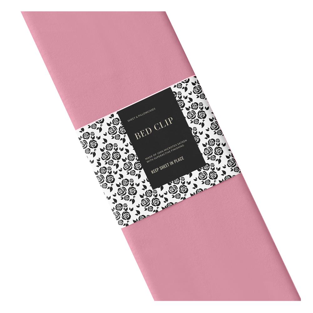 ชุดผ้าปูที่นอน 6 ฟุต 3 ชิ้น BED CLIP MICROTEX สี PINK