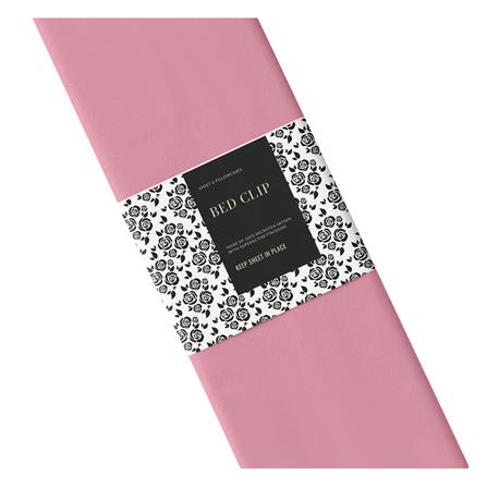 ชุดผ้าปูที่นอน 6 ฟุต 3 ชิ้น BED CLIP MICROTEX สี PINK_3