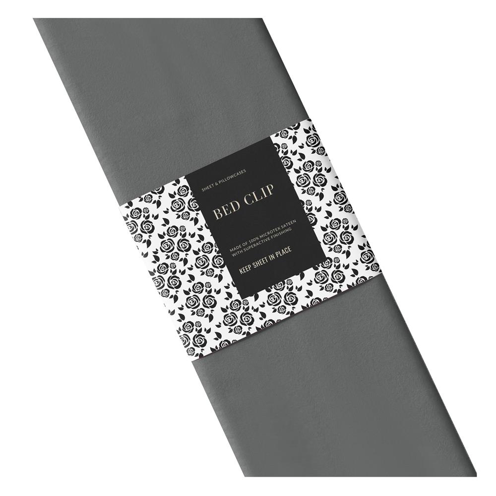 ผ้าปูที่นอน 6 ฟุต BED CLIP MICROTEX สี DARK GREY