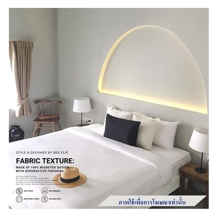 ผ้าปูที่นอน 6.5 ฟุต BED CLIP MICROTEX สี WHITE_0