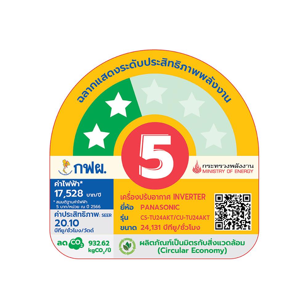 แอร์ผนัง PANASONIC CS/CU-TU24AK 24131 บีทียู อินเวอร์เตอร์