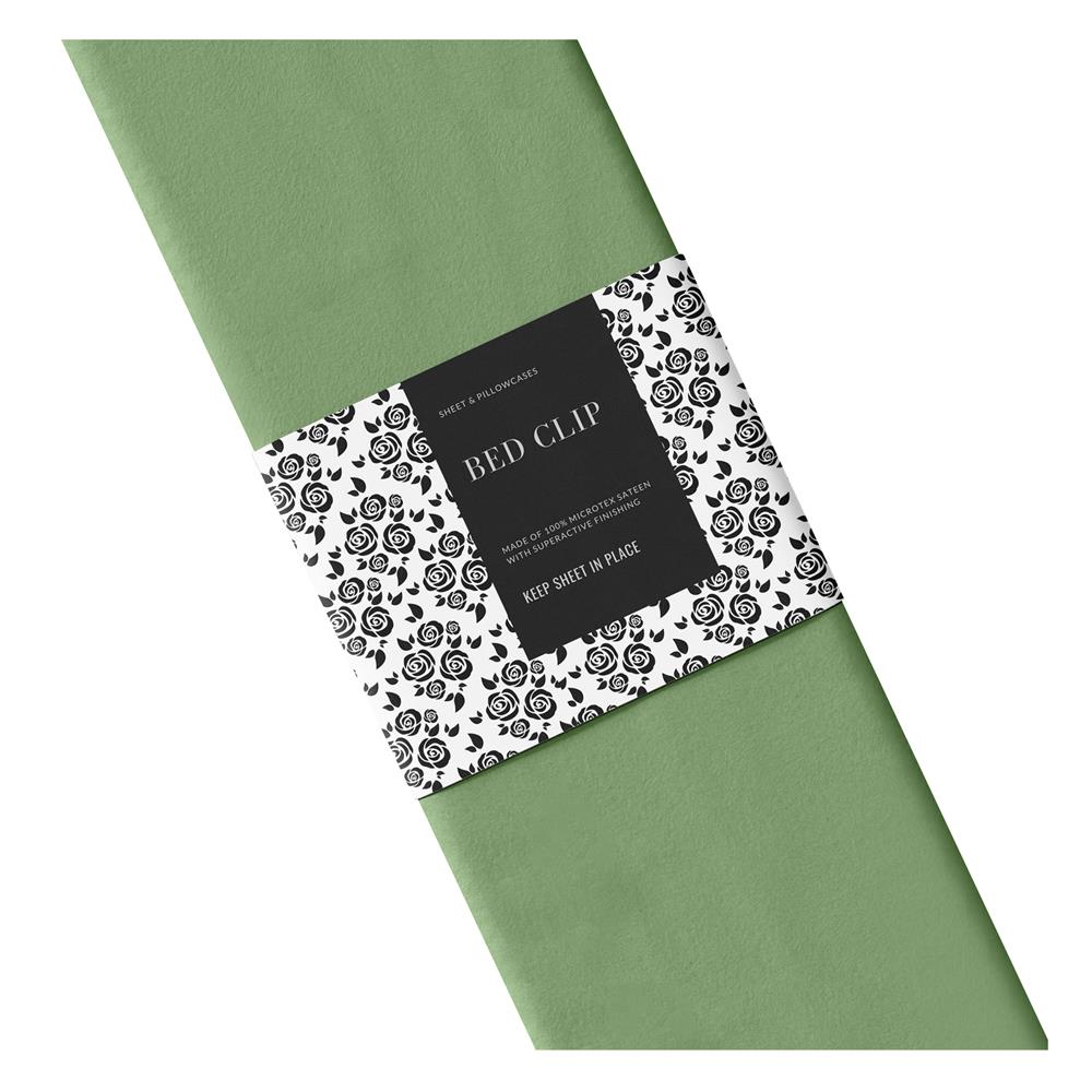 ชุดผ้าปูที่นอน 8 ฟุต 3 ชิ้น BED CLIP MICROTEX สี GREEN