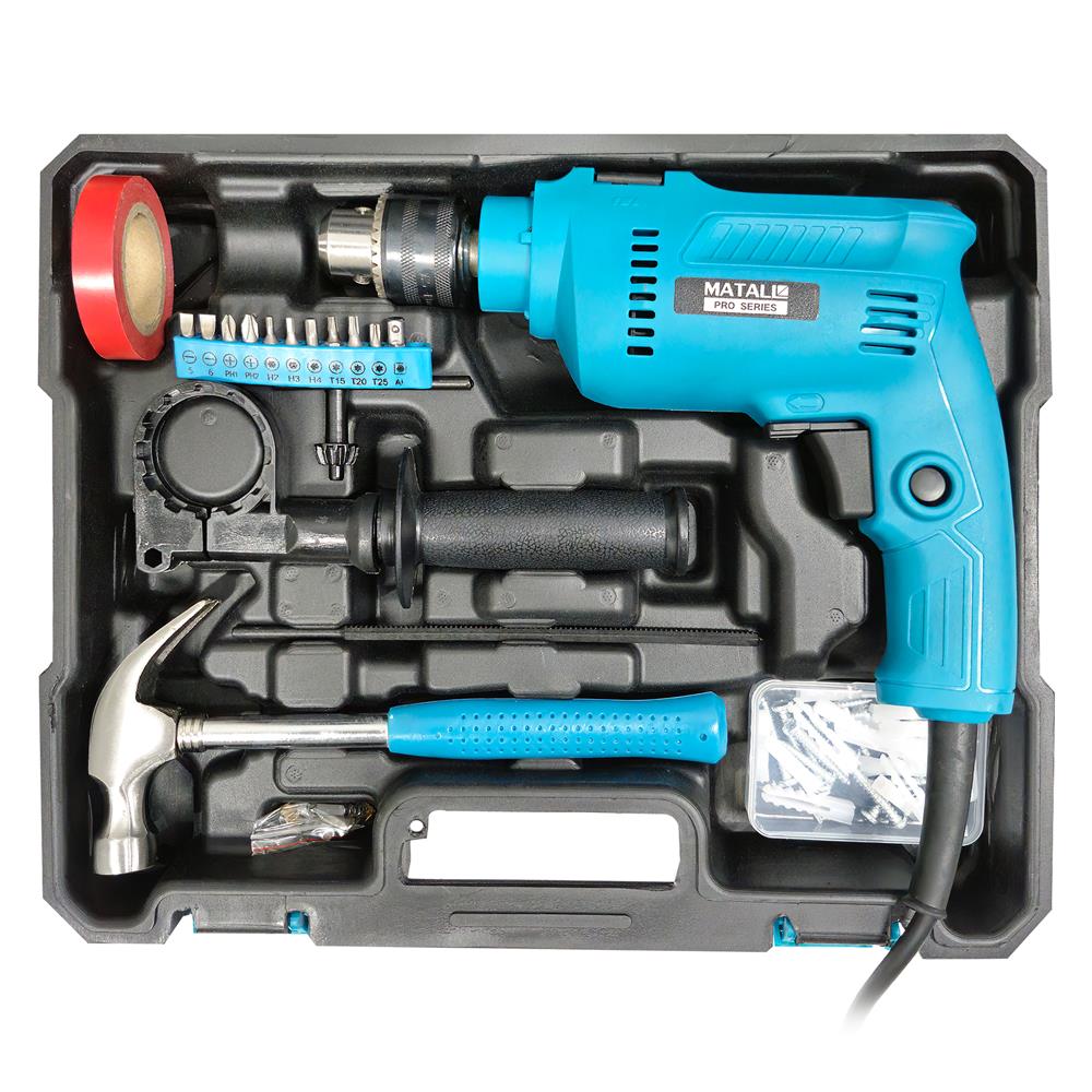 ชุดสว่านกระแทก พร้อมอุปกรณ์ MATALL PRO T-80BS 13 มม. 500 วัตต์