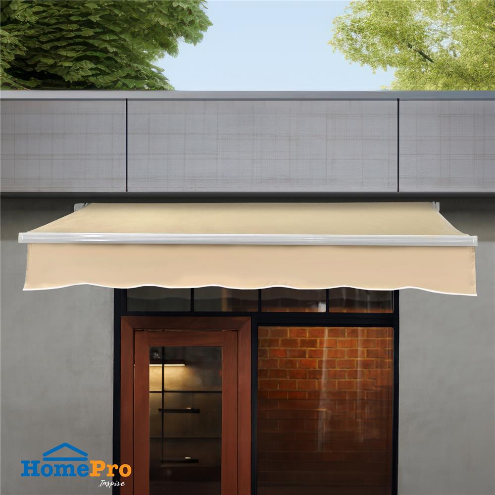 กันสาดผ้าพับได้ SUNSHIELD 395X300 ซม. สีเบจ