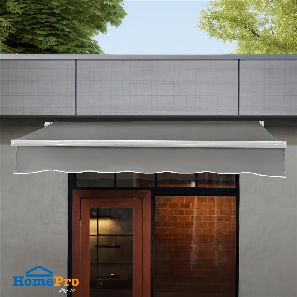 กันสาดผ้าพับได้ SUNSHIELD 395x300 ซม. สีเทาเข้ม