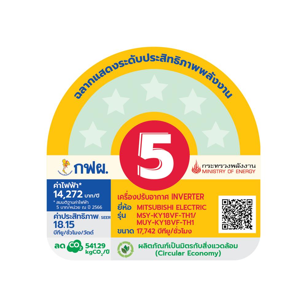 แอร์ผนัง MITSUBISHI MSY-KY18VF 17742 บีทียู อินเวอร์เตอร์