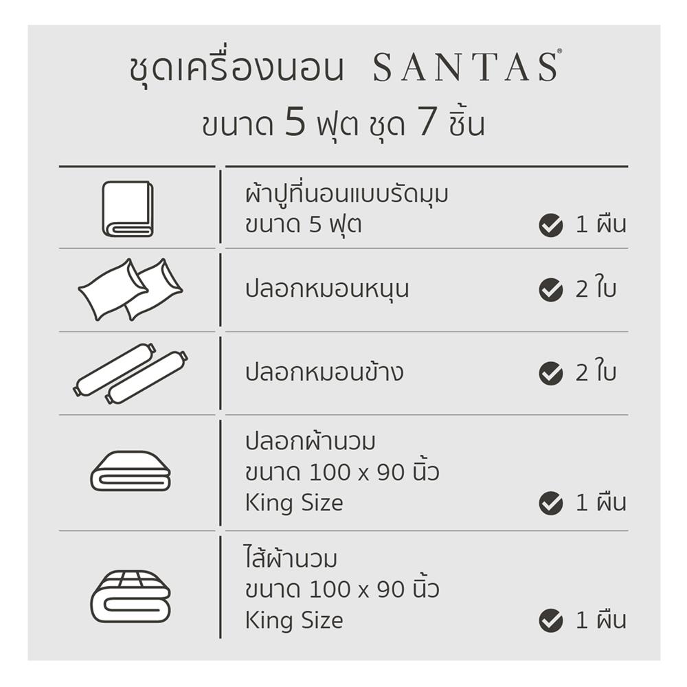 ชุดผ้าปูที่นอน 5 ฟุต 7 ชิ้น SANTAS PETUNIA สี OS