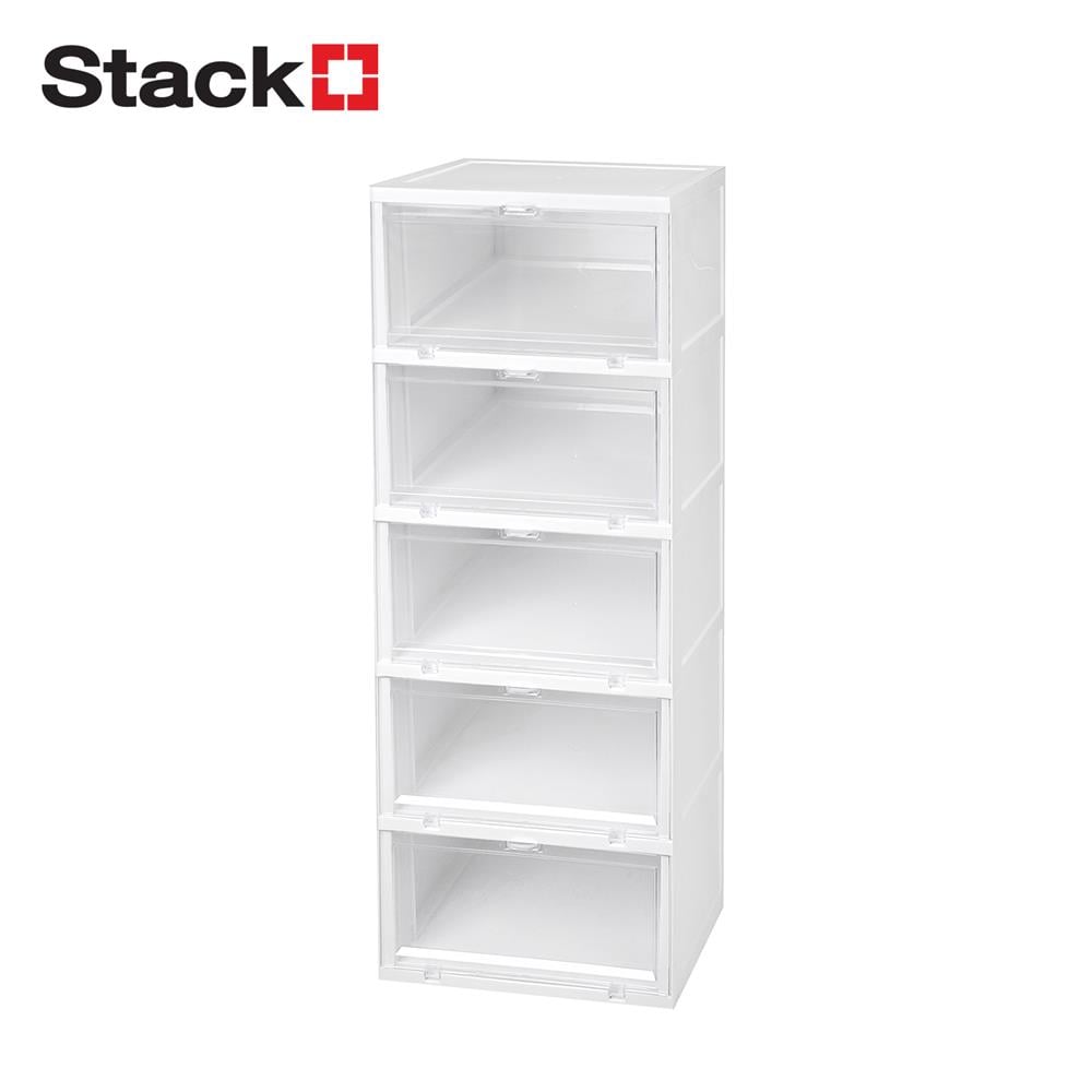 กล่องรองเท้า 5 ช่อง STACKO TOWER 35x28x88 ซม. สีขาว/ใส_1