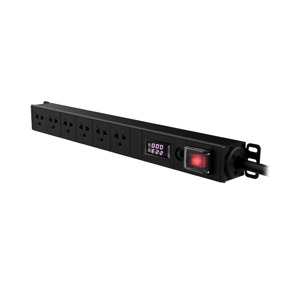 รางปลั๊กไฟตู้ RACK 6 ช่อง 1 สวิตซ์ GLINK GPDU-10K 2 ม. สีดำ