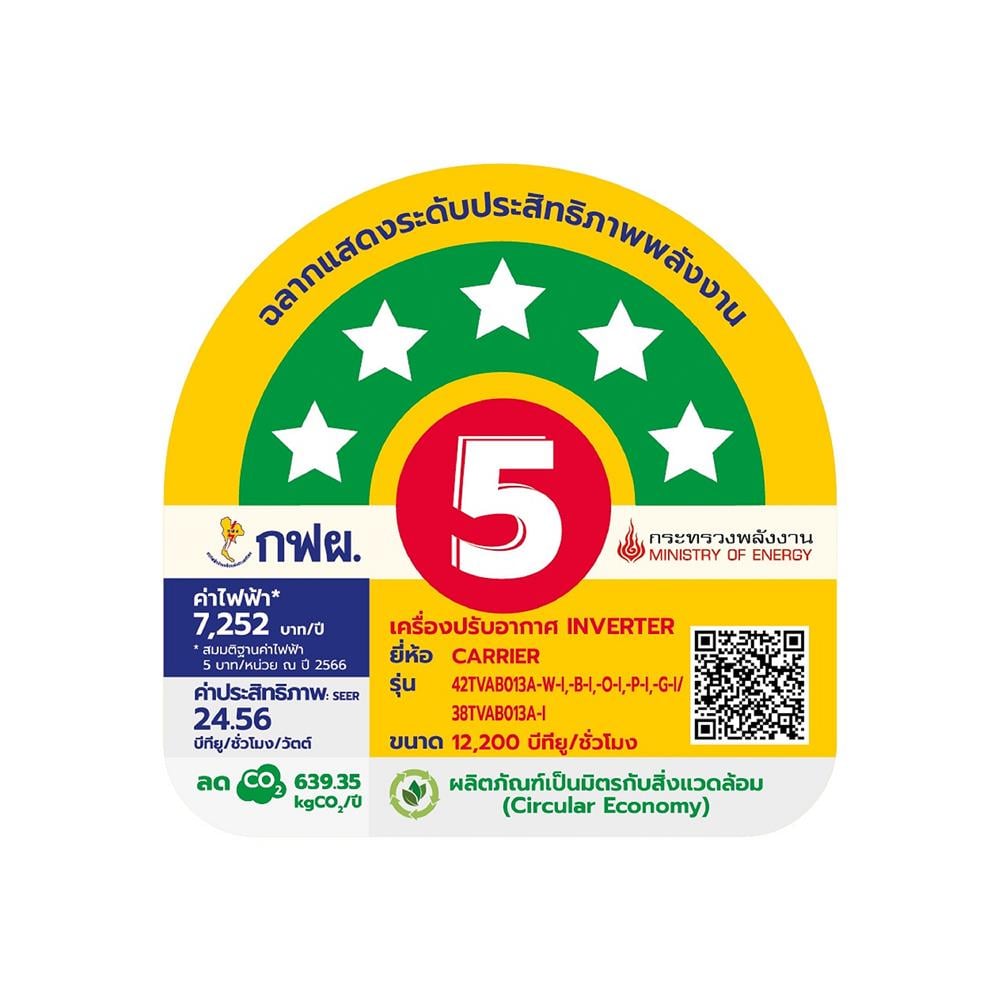 แอร์ผนัง CARRIER 42TVAB013ABI 12200 บีทียู อินเวอร์เตอร์
