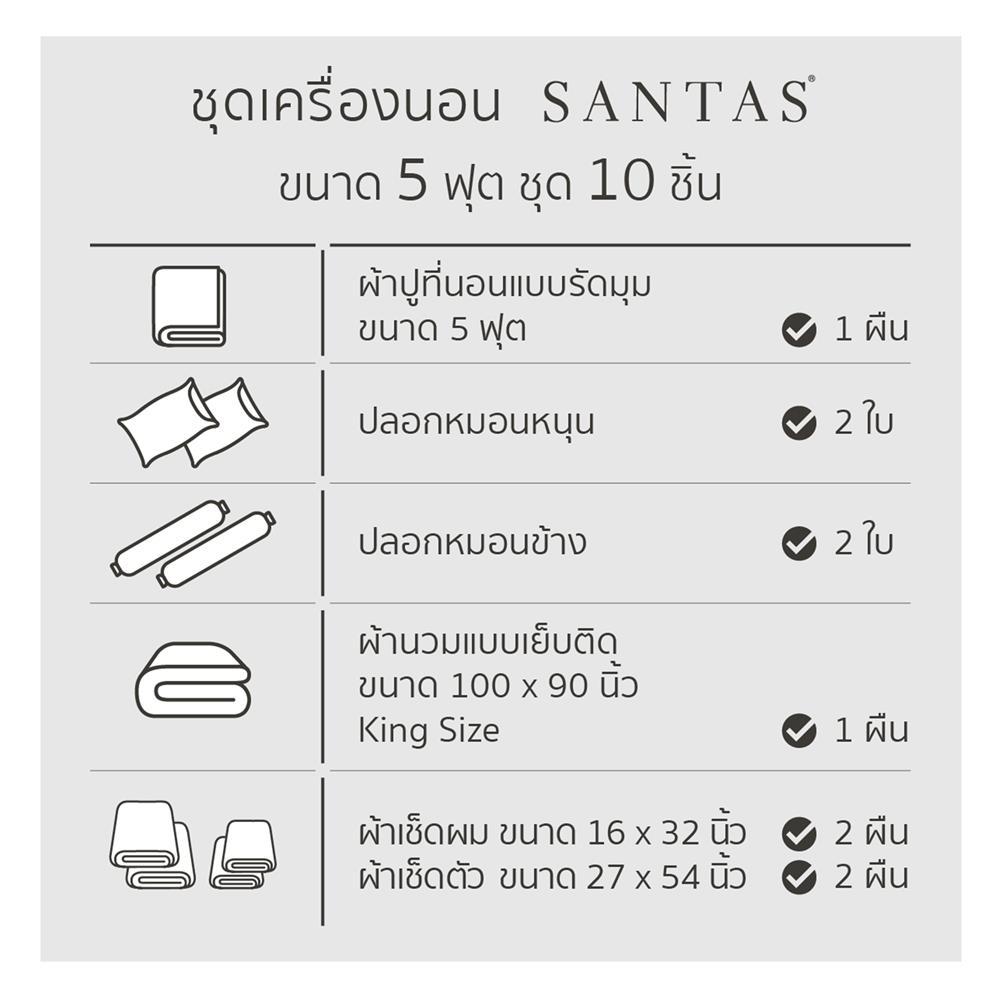 ชุดผ้าปูที่นอน 5 ฟุต 10 ชิ้น SANTAS TWEEDIA GR