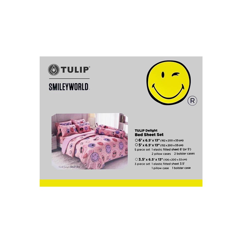 ชุดผ้าปูที่นอน 5 ฟุต 5 ชิ้น TULIP SMILEY 60013-DLC145