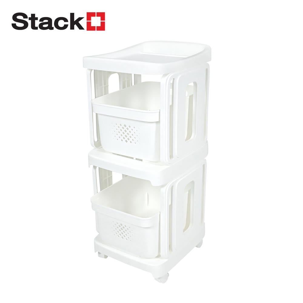 ชั้นลิ้นชัก 2 ชั้น STACKO GENTLE 32x38x81 ซม. สีขาว_0