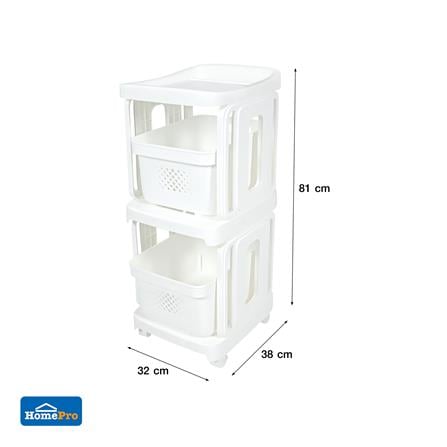 ชั้นลิ้นชัก 2 ชั้น STACKO GENTLE 32x38x81 ซม. สีขาว_10