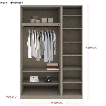 ตู้เสื้อผ้า 3 บานเปิด SB BUILT IN WARDROBE PLUS 59061121 150 ซม. สีไม้เข้ม_2