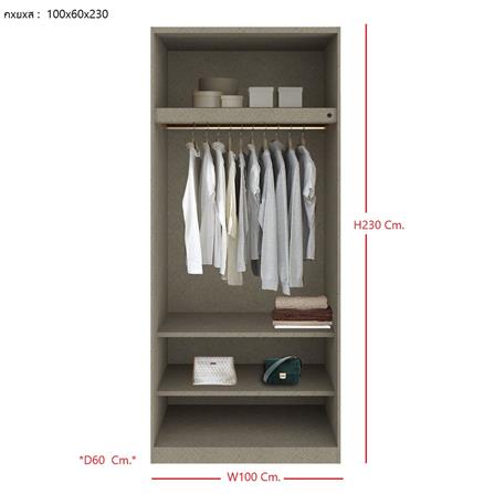 ตู้เสื้อผ้า 2 บานเปิด SB BUILT IN WARDROBE PLUS 59061072 100 ซม. สีเทา_3