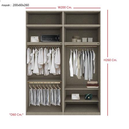 ตู้เสื้อผ้า 4 บานเปิด SB BUILT IN WARDROBE PLUS 59061102 200 ซม. สีไม้อ่อน_2
