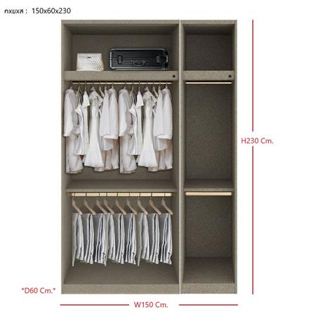 ตู้เสื้อผ้า 3 บานเปิด SB BUILT IN WARDROBE PLUS 59061109 150 ซม. สีไม้เข้ม_3