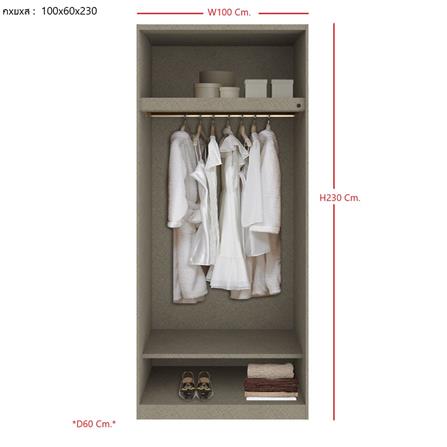 ตู้เสื้อผ้า 2 บานเปิด SB BUILT IN WARDROBE PLUS 59061067 100 ซม. สีครีม_3