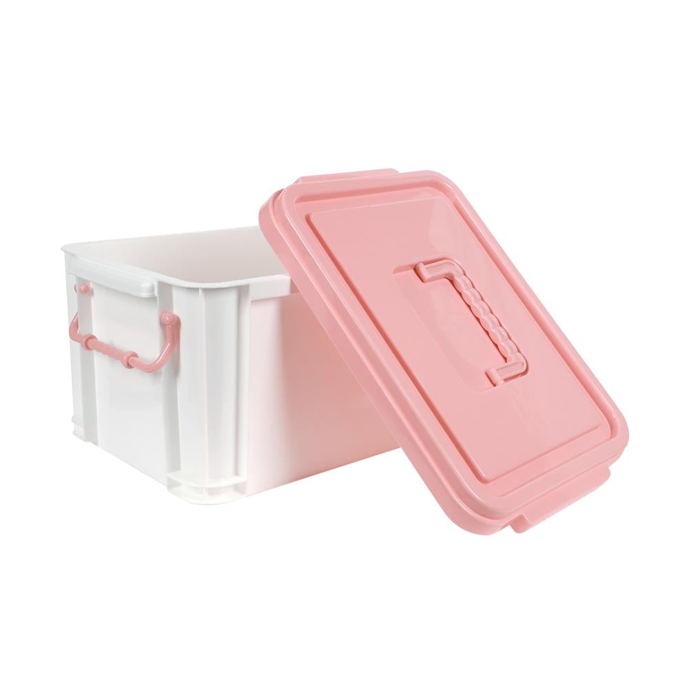 กล่องฝาล็อกหูหิ้ว STACKO 9 ลิตร 23.2x32x18.5 ซม. สีชมพู