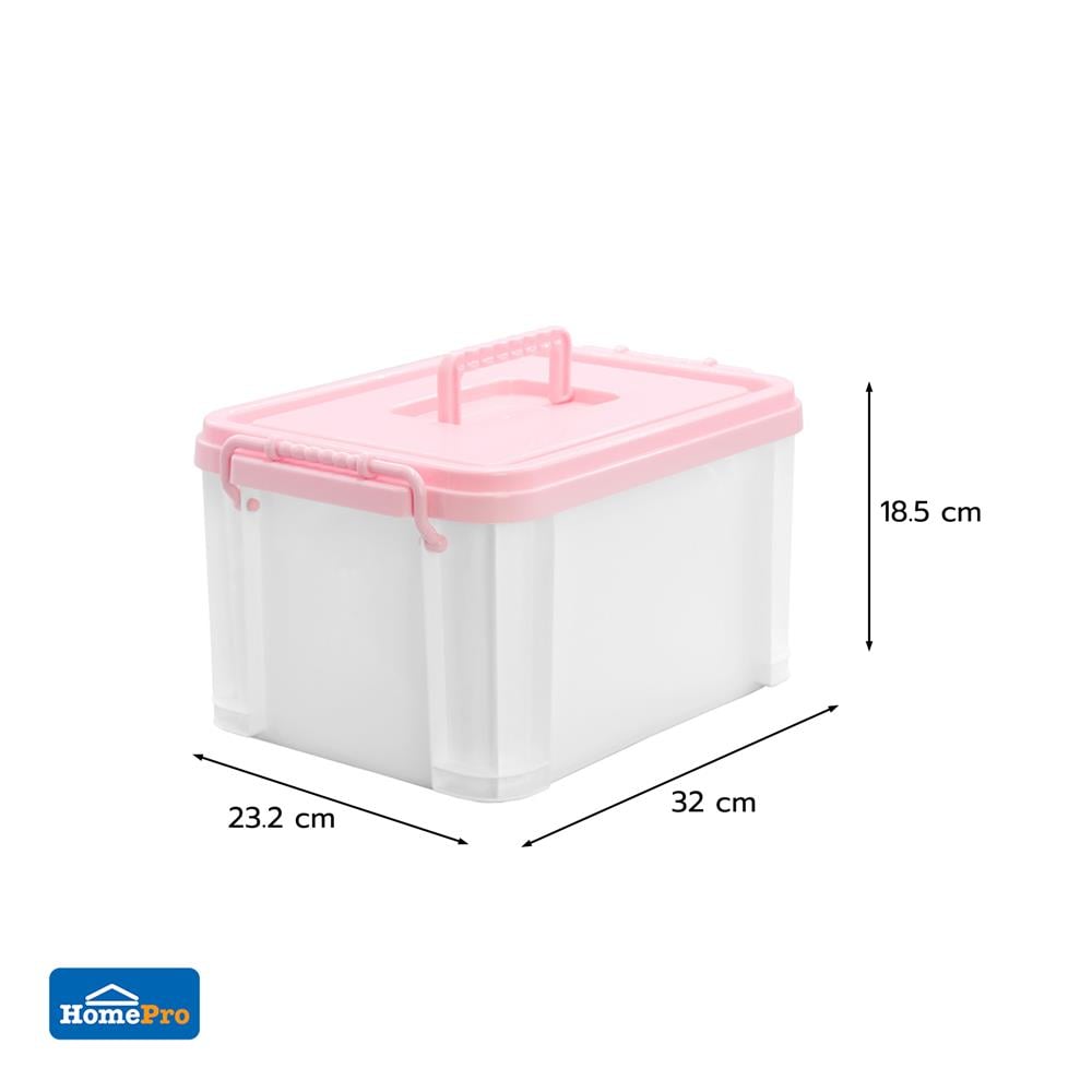กล่องฝาล็อกหูหิ้ว STACKO 9 ลิตร 23.2x32x18.5 ซม. สีชมพู