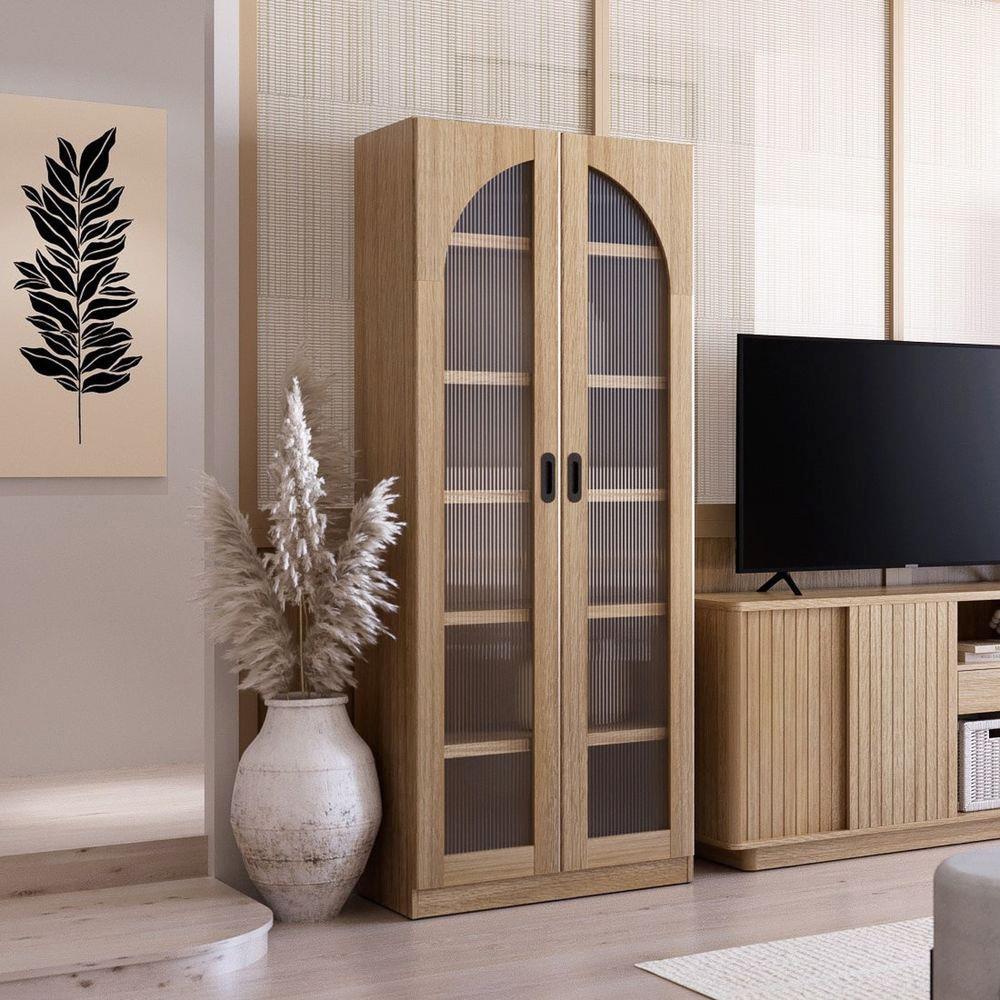 ตู้โชว์ 2 บานเปิด SB FURNITURE VALLEY 19230524 80 ซม. สีไม้อ่อน