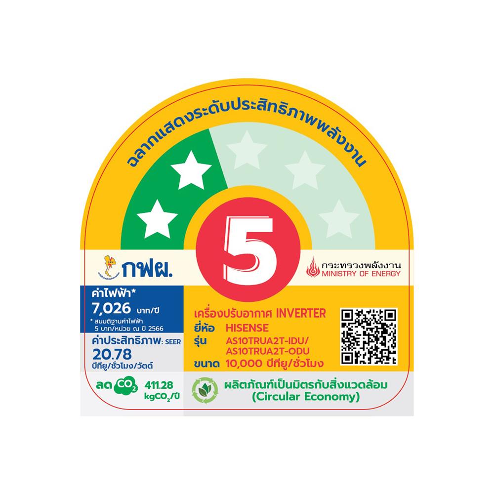 แอร์ผนัง HISENSE AS10TRUA2T 10000 บีทียู อินเวอร์เตอร์