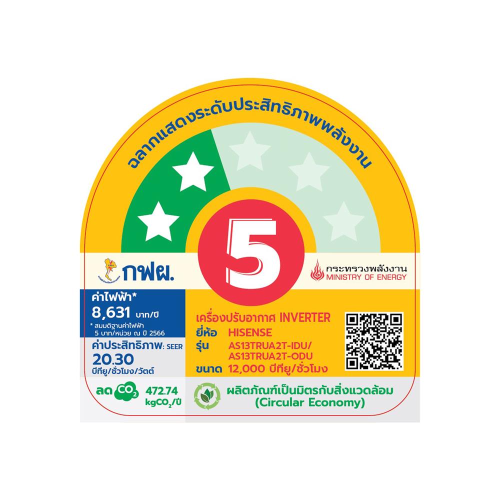 แอร์ผนัง HISENSE AS13TRUA2T 12000 บีทียู อินเวอร์เตอร์