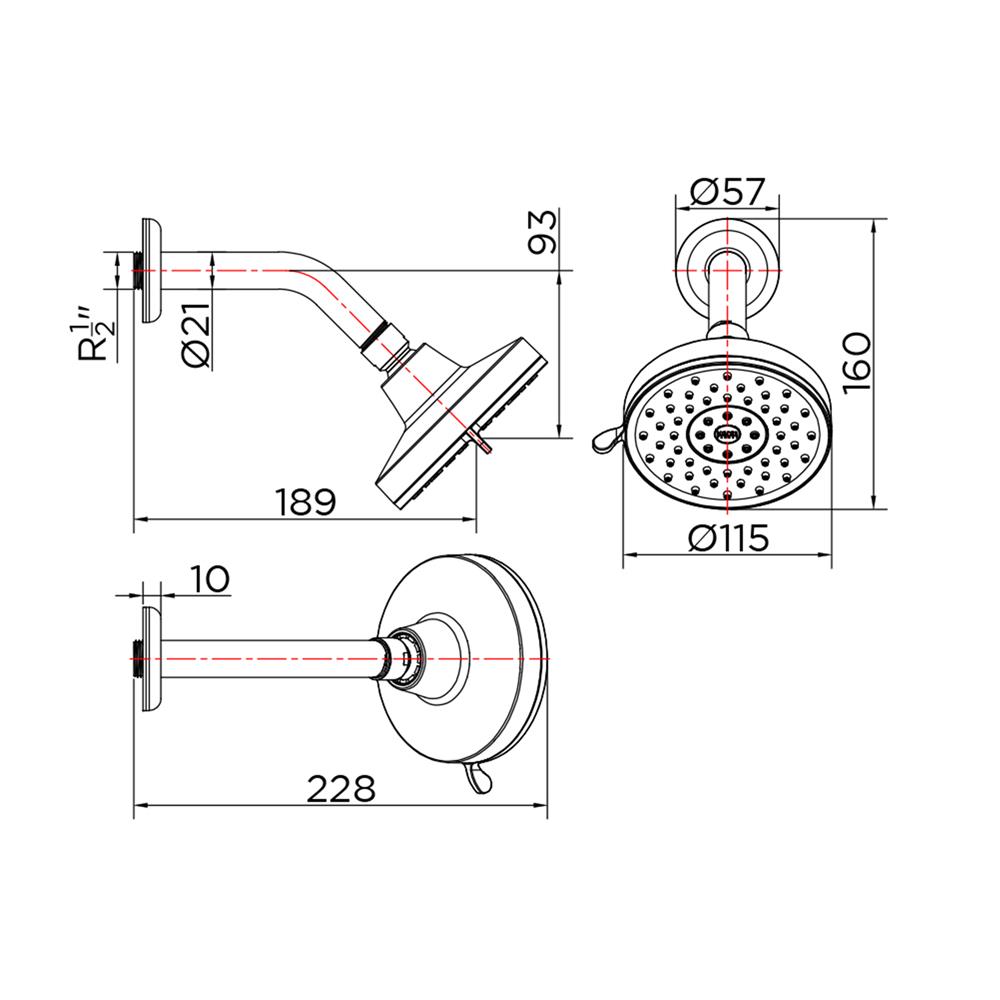 ฝักบัวก้านแข็ง KARAT FAUCET KS-05-113-50 สีโครม