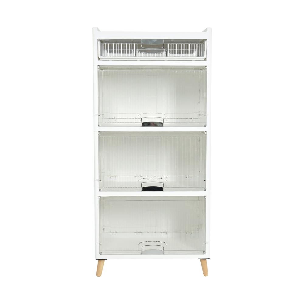 ตู้บานเปิด 3 ชั้น ขาไม้ STACKO JOIN 58x35x125.5 ซม. สีขาว