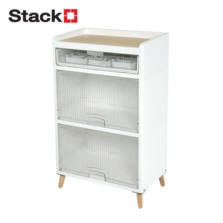 ตู้บานเปิด 2 ชั้น ขาไม้ STACKO JOIN 58x35x93.5 ซม. สีขาว_0