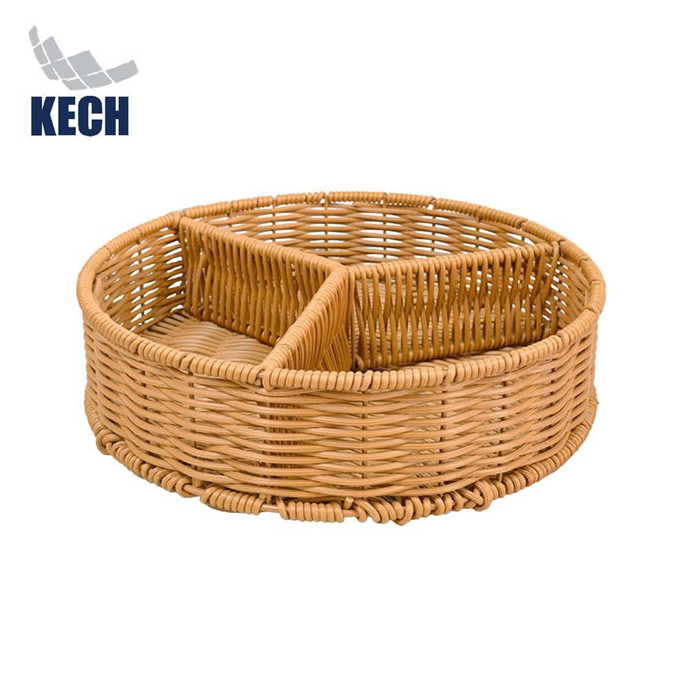 ตะกร้าหวายเทียมทรงกลม 3 ช่อง KECH 25x6 ซม._1