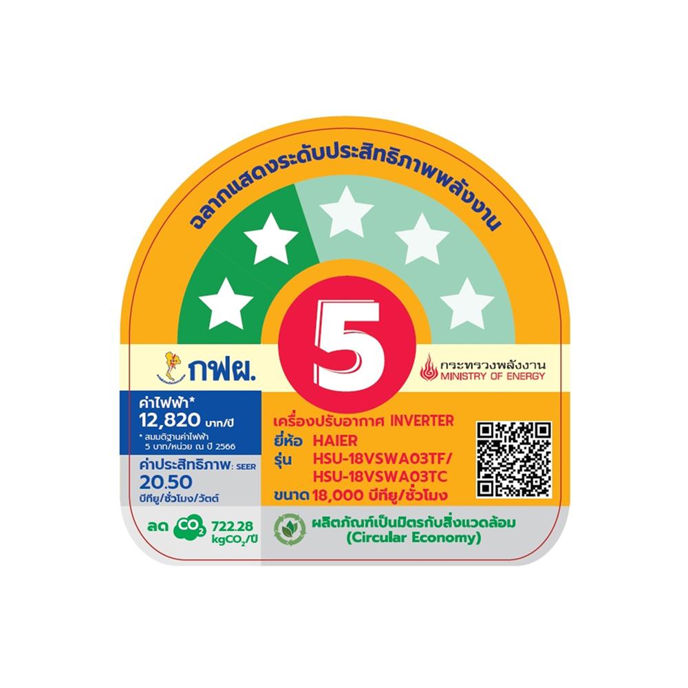 แอร์ผนัง HAIER HSU-18VSWA03T 18000 บีทียู อินเวอร์เตอร์