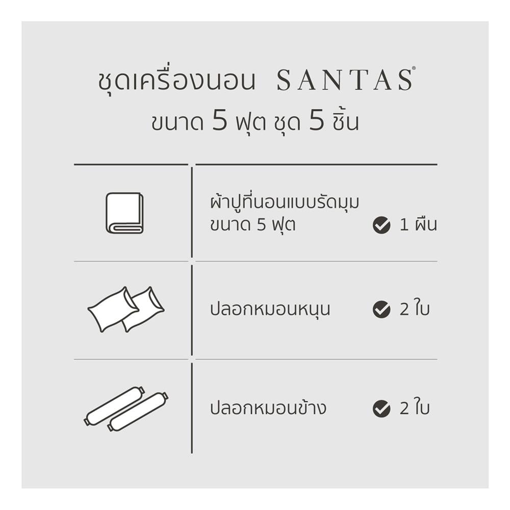 ชุดผ้าปูที่นอน 5 ฟุต 5 ชิ้น SANTAS GAURA PI