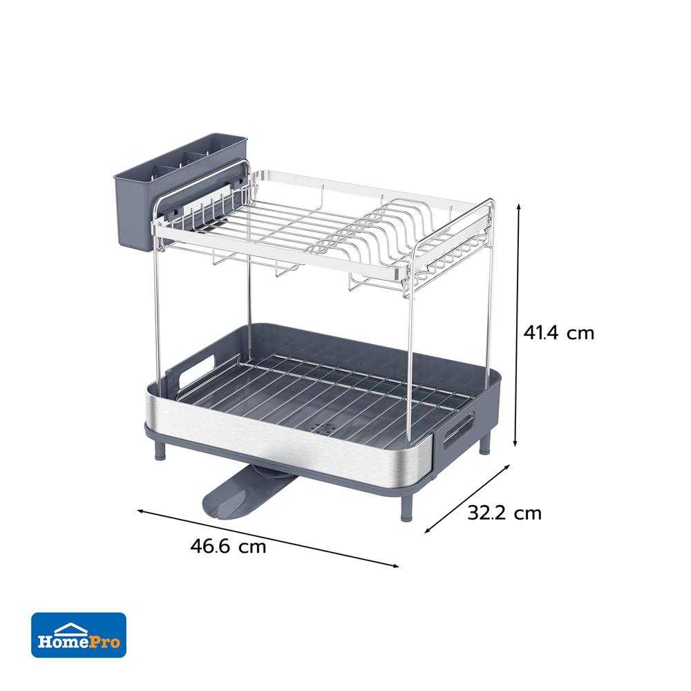 ชั้นคว่ำจานและแก้วสเตนเลส 2 ชั้น KECH METAL