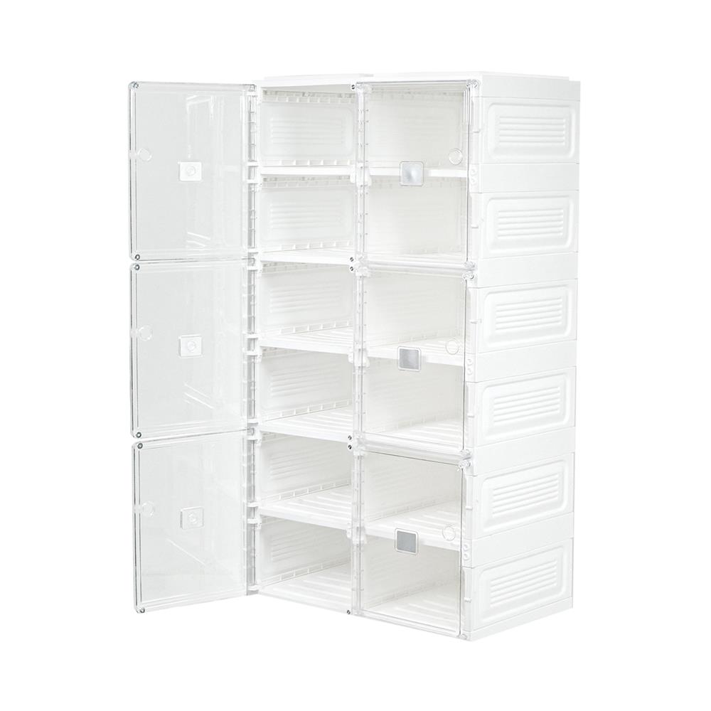 กล่องรองเท้า 12 ช่อง STACKO CLAIRE 53x34x99 ซม. สีขาว/ใส