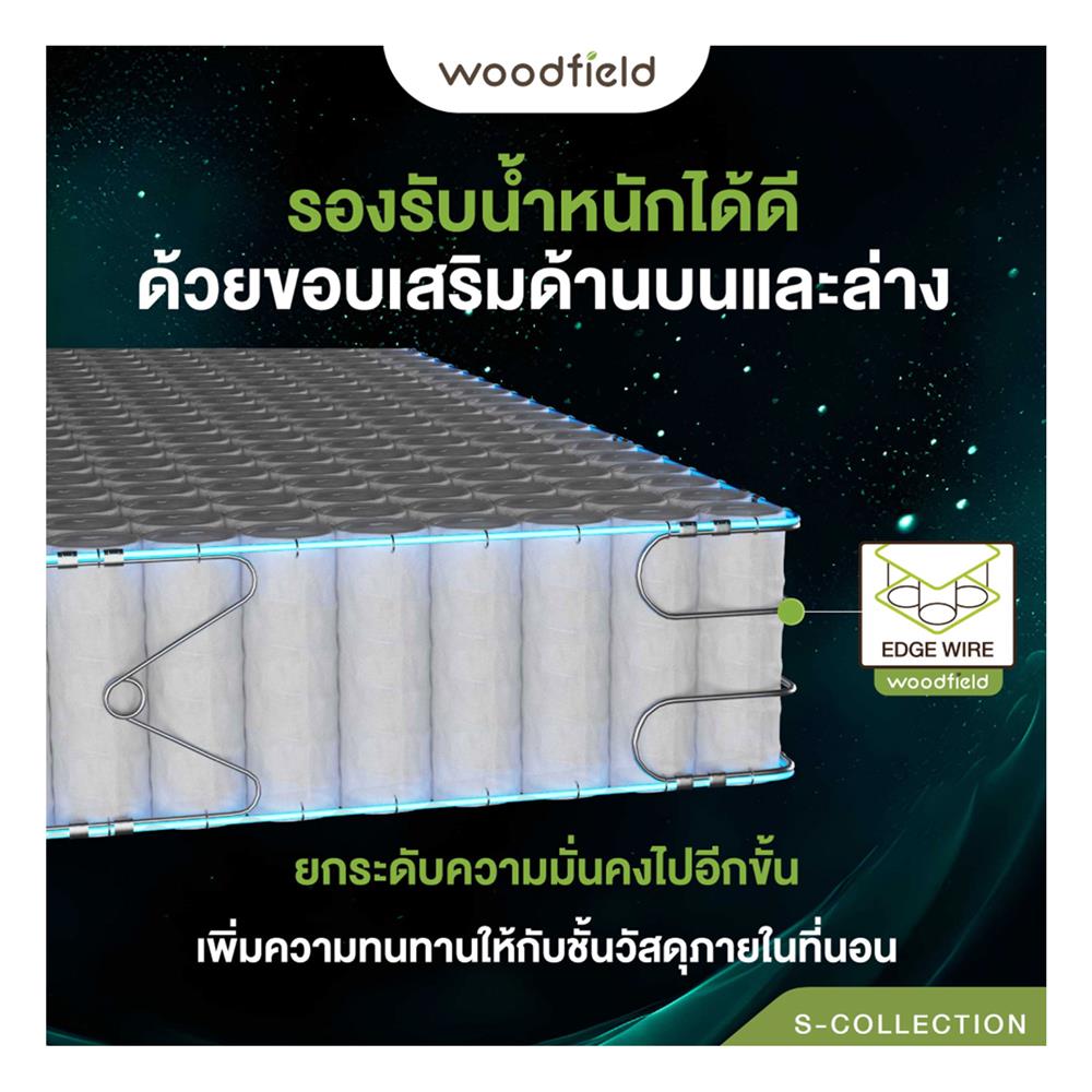 ที่นอน 5 ฟุต WOODFIELD S-HYBRID PRO พร้อมหมอนหนุน 2 ชิ้น